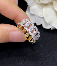 Load image into Gallery viewer, LUOWEND 18K White and Yellow Gold Real Natural Diamond Ring for Women
