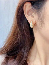 Load image into Gallery viewer, LUOWEND 18K White and Yellow Gold Real Natural Diamond Hoop Earrings for Women