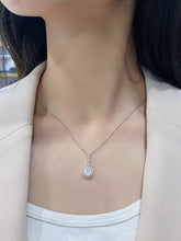 Load image into Gallery viewer, LUOWEND 18K White Gold Real Natural Diamond Pendant Necklace for Women