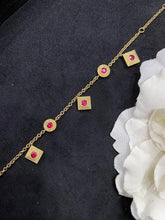 Load image into Gallery viewer, LUOWEND 18K Yellow Gold Real Natural Ruby or Emerald Gemstone Bracelet for Women