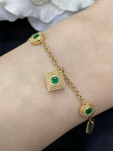 Load image into Gallery viewer, LUOWEND 18K Yellow Gold Real Natural Ruby or Emerald Gemstone Bracelet for Women