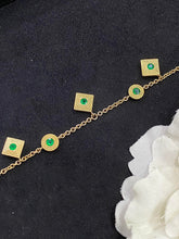 Load image into Gallery viewer, LUOWEND 18K Yellow Gold Real Natural Ruby or Emerald Gemstone Bracelet for Women