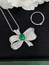 Load image into Gallery viewer, LUOWEND 18K White Gold Real Natural Emerald Gemstone Necklace for Women