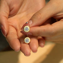 Load image into Gallery viewer, LUOWEND 18K Yellow Gold Real Natural Diamond Stud Earrings for Women
