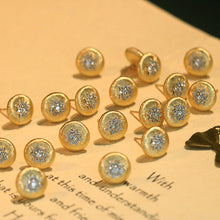 Load image into Gallery viewer, LUOWEND 18K Yellow Gold Real Natural Diamond Stud Earrings for Women