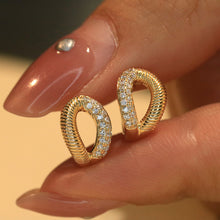 Load image into Gallery viewer, LUOWEND 18K Yellow Gold Real Natural Diamond Hoop Earrings for Women
