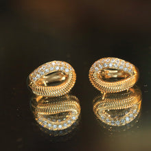 Load image into Gallery viewer, LUOWEND 18K Yellow Gold Real Natural Diamond Hoop Earrings for Women