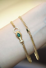 Load image into Gallery viewer, LUOWEND 18K Yellow Gold Real Natural Emerald and Diamond Gemstone Bracelet for Women