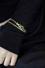Load image into Gallery viewer, LUOWEND 18K Yellow Gold Real Natural Emerald and Diamond Gemstone Bracelet for Women