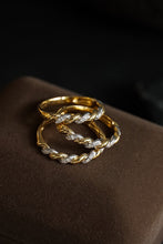 Load image into Gallery viewer, LUOWEND 18K White and Yellow Gold Real Natural Diamond Ring for Women