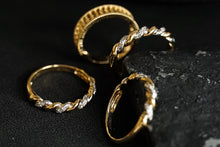Load image into Gallery viewer, LUOWEND 18K White and Yellow Gold Real Natural Diamond Ring for Women