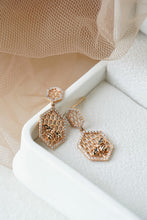 Load image into Gallery viewer, LUOWEND 18K Rose or Yellow Gold Real Natural Diamond Drop Earrings for Women