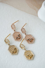 Load image into Gallery viewer, LUOWEND 18K Rose or Yellow Gold Real Natural Diamond Drop Earrings for Women
