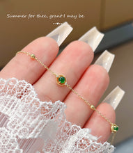 Load image into Gallery viewer, LUOWEND 18K Yellow Gold Real Natural Jadeite and Diamond Bracelet and Anklet Chain for Women
