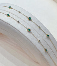Load image into Gallery viewer, LUOWEND 18K Yellow Gold Real Natural Jadeite and Diamond Bracelet and Anklet Chain for Women