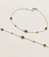 Load image into Gallery viewer, LUOWEND 18K Yellow Gold Real Natural Jadeite and Diamond Bracelet and Anklet Chain for Women