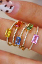 Load image into Gallery viewer, LUOWEND 18K Rose Gold Real Natural Aquamarine Ring for Women