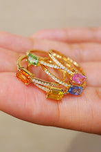 Load image into Gallery viewer, LUOWEND 18K Rose Gold Real Natural Aquamarine Ring for Women