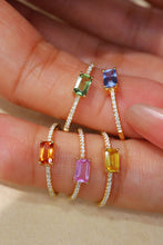 Load image into Gallery viewer, LUOWEND 18K Rose Gold Real Natural Aquamarine Ring for Women