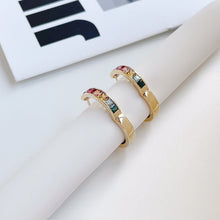 Load image into Gallery viewer, LUOWEND 18K Rose Gold Real Natural Aquamarine Earrings for Women