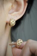 Load image into Gallery viewer, LUOWEND 18K Yellow Gold Real Natural Diamond Hoop Earrings for Women