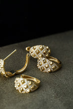 Load image into Gallery viewer, LUOWEND 18K Yellow Gold Real Natural Diamond Hoop Earrings for Women