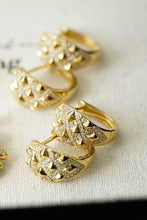 Load image into Gallery viewer, LUOWEND 18K Yellow Gold Real Natural Diamond Hoop Earrings for Women