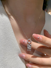 Load image into Gallery viewer, LUOWEND 18K White Gold Real Natural Diamond Pendant Necklace for Women