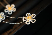 Load image into Gallery viewer, LUOWEND 18K White Gold Real Natural Yellow Diamond Pendant Necklace for Women