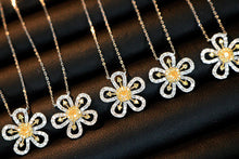 Load image into Gallery viewer, LUOWEND 18K White Gold Real Natural Yellow Diamond Pendant Necklace for Women