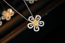 Load image into Gallery viewer, LUOWEND 18K White Gold Real Natural Yellow Diamond Pendant Necklace for Women