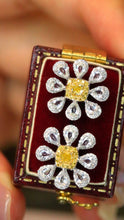 Load image into Gallery viewer, LUOWEND 18K White Gold Real Natural Yellow Diamond Stud Earrings for Women