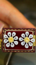 Load image into Gallery viewer, LUOWEND 18K White Gold Real Natural Yellow Diamond Stud Earrings for Women