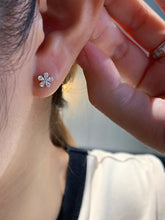 Load image into Gallery viewer, LUOWEND 18K White Gold Real Natural Diamond Stud Earrings for Women