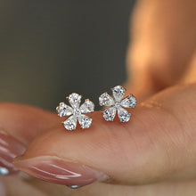 Load image into Gallery viewer, LUOWEND 18K White Gold Real Natural Diamond Stud Earrings for Women