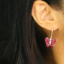 Load image into Gallery viewer, LUOWEND 18K White Gold Real Natural Diamond and Ruby Earrings for Women