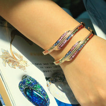 Load image into Gallery viewer, LUOWEND 18K Gold Real Natural Aquamarine and Diamond Gemstone Bracelet for Women