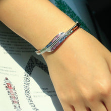 Load image into Gallery viewer, LUOWEND 18K Gold Real Natural Aquamarine and Diamond Gemstone Bracelet for Women