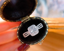 Load image into Gallery viewer, LUOWEND 18K White Gold Real Natural Diamond Ring for Women