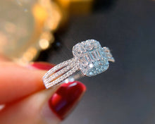 Load image into Gallery viewer, LUOWEND 18K White Gold Real Natural Diamond Ring for Women