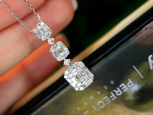 Load image into Gallery viewer, LUOWEND 18K White Gold Real Natural Diamond Pendant Necklace for Women
