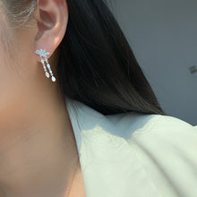 Load image into Gallery viewer, LUOWEND 18K White Gold Real Natural Diamond Drop Earrings for Women