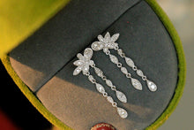 Load image into Gallery viewer, LUOWEND 18K White Gold Real Natural Diamond Drop Earrings for Women