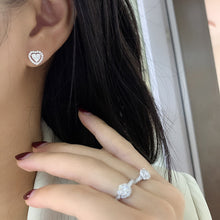 Load image into Gallery viewer, LUOWEND 18K White Gold Real Natural Diamond Stud Earrings for Women