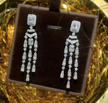 Load image into Gallery viewer, LUOWEND 18K White Gold Real Natural Diamond Drop Earrings for Women