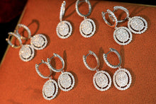 Load image into Gallery viewer, LUOWEND 18K White Gold Real Natural Diamond Hoop Earrings for Women