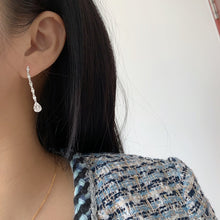 Load image into Gallery viewer, LUOWEND 18K White Gold Real Natural Diamond Drop Earrings for Women