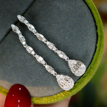 Load image into Gallery viewer, LUOWEND 18K White Gold Real Natural Diamond Drop Earrings for Women