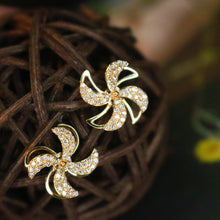 Load image into Gallery viewer, LUOWEND 18K Yellow Gold Real Natural Diamond Stud Earrings for Women
