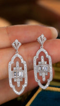 Load image into Gallery viewer, LUOWEND 18K White Gold Real Natural Diamond Drop Earrings for Women